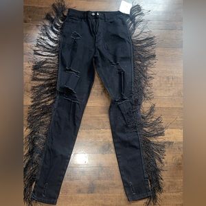 New & never worn Akira black fringe jeans